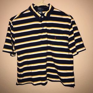 Navy blue cropped striped Polo by Ralph Lauren